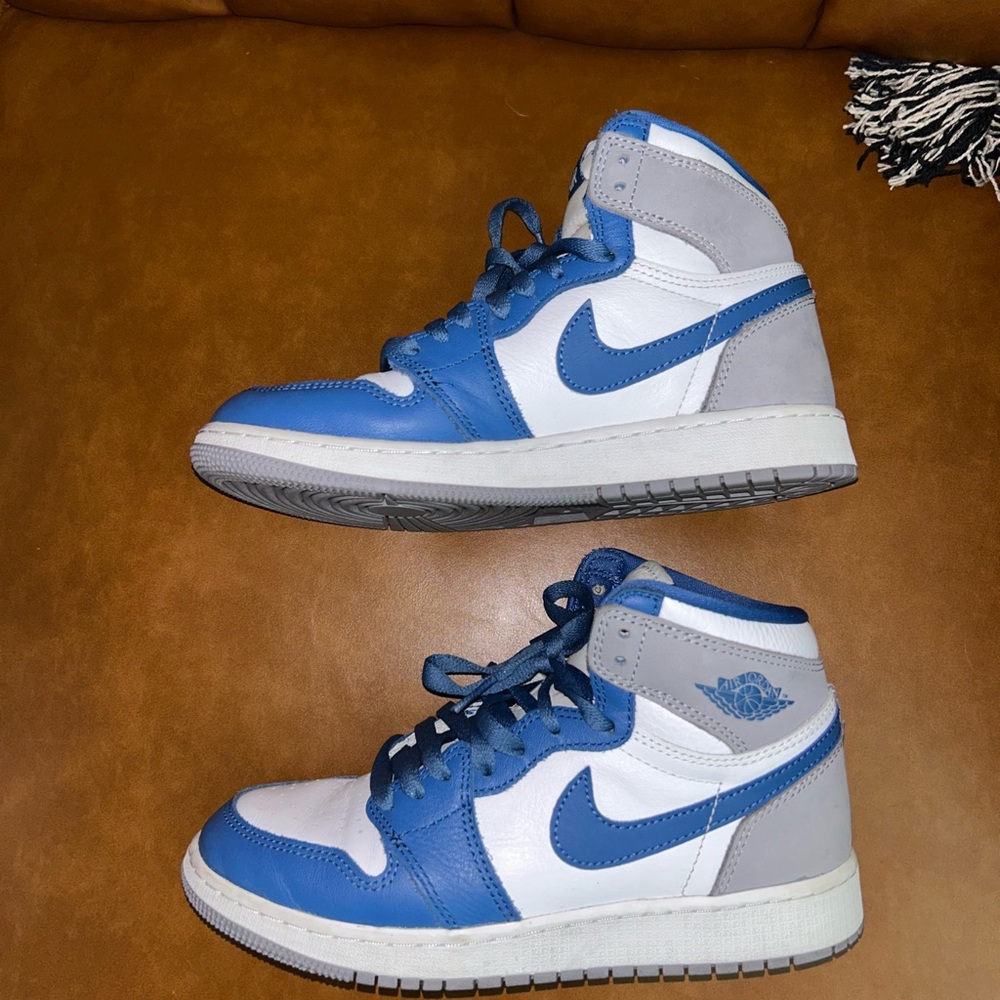 Nike Blue and Gray High-Top Air Jordan Sneakers